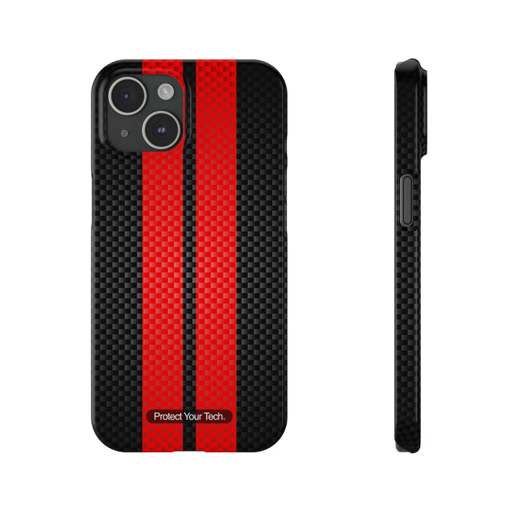 Red Stripe Carbon Pattern Slim iPhone Case